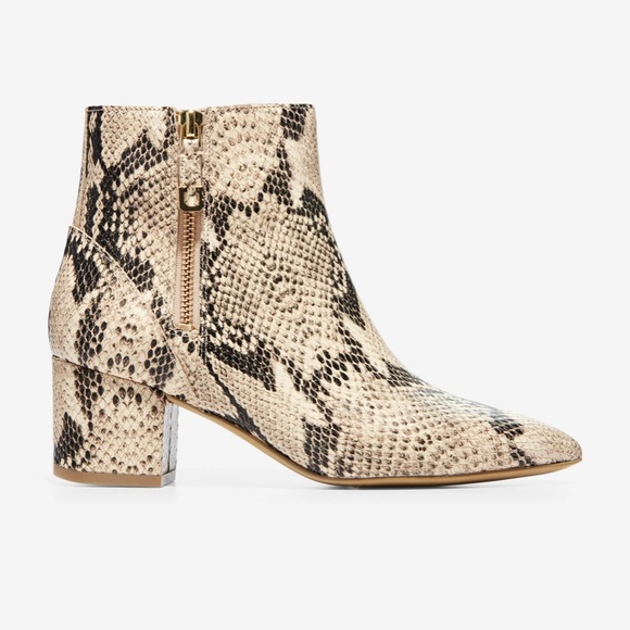 *NEW* Cole Haan leather Snake skin print double zipper bootie size 7.5B - Picture 2 of 5
